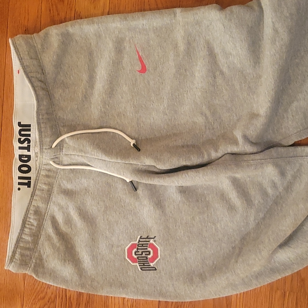 Men’s Nike Gray Ohio State Drawstring Elastic Waist Athletic Joggers (L) L11